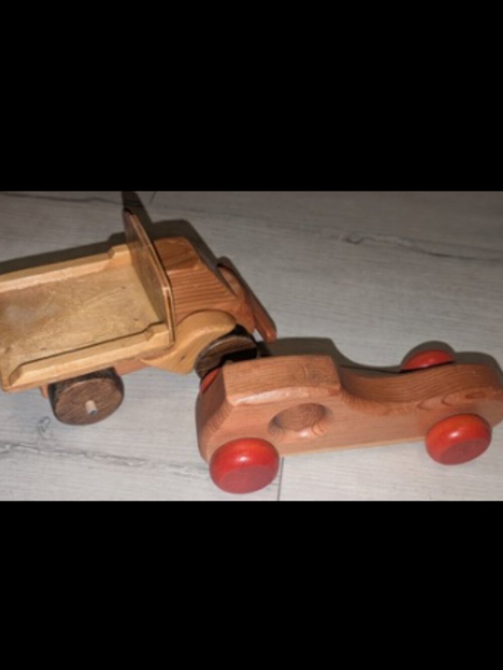 Lot : Vintage 70s Sunbow Wooden Toy Car 8" & Wooden Toy Truck 7"